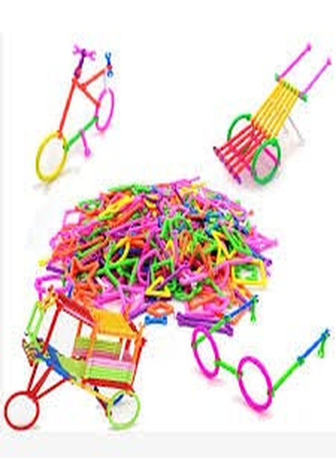 PULSBERY مكعبات بناء PULSBERY المصنوعة من القش - مكعبات بناء بلاستيكية تعليمية ملونة من القش للأطفال، لعبة مكعبات المدينة الذكية بأشكال مختلفة، ألعاب تعليمية للأطفال - متعددة (200 قطعة) - Image 4